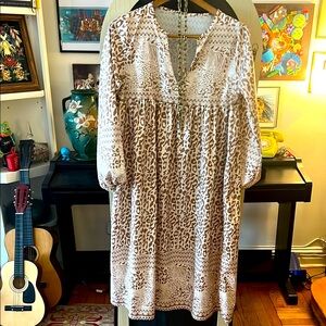 Vintage Leopard Print Boho Dress
